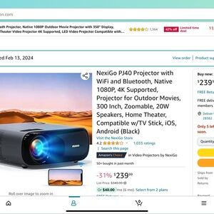 Nexigo 1080P LCD Projector